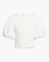 Derek Lam Mara poplin-paneled stretch-knit top - White White