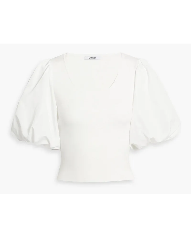 Derek Lam Mara poplin-paneled stretch-knit top - White White