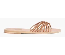 Andrea knotted faux leather slides - Brown