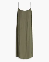 Theory Shirred satin-twill midi slip dress - Green Green