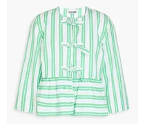 Striped cotton-poplin blouse - Green