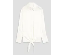 Lido tie-front satin-crepe shirt - White