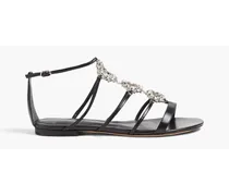 Alice crystal-embellished leather sandals - Black