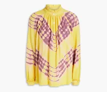 Gathered tie-dyed cotton blouse - Yellow