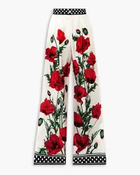 Dolce & Gabbana Floral-print silk-twill wide-leg pants - Red Red