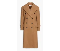 Double-breasted wool and cashmere-blend coat - Brown