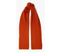 Ribbed cotton, wool and cashmere-blend scarf - Red