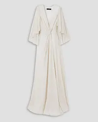 Jenny Packham Cape-effect sequined chiffon gown - White White