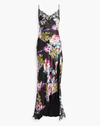 NICHOLAS Sage hammered floral-print silk-satin dress - Black Black