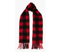 Fringed checked alpaca-blend scarf - Red