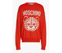 Intarsia-knit cotton sweater - Red