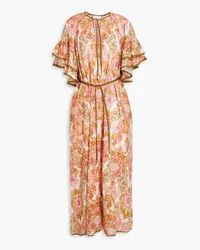 Zimmermann Ruffled floral-print cotton midi dress - Pink Pink