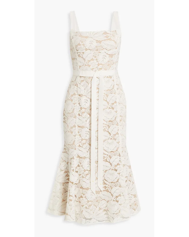 Oscar de la Renta Cotton-blend corded lace midi dress - White White