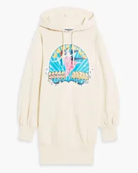 Moschino Printed French cotton-blend terry hooded mini dress - Neutral Neutral