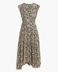 Frame Denim Asymmetric snake-print silk-satin midi dress - Animal print Animal