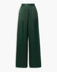 LAPOINTE Pleated satin straight-leg pants - Green Green