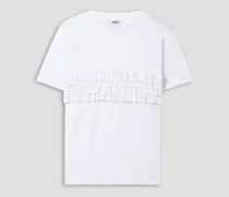 Ruffled cotton-jersey T-shirt - White