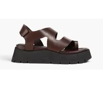 Leather platform slingback sandals - Brown