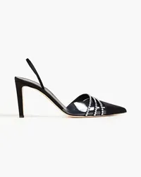 Giuseppe Zanotti Audrine crystal-embellished PVC-trimmed satin slingback pumps - Black Black