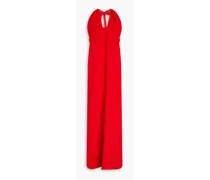 Cutout crepe halterneck gown - Red