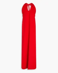 Oscar de la Renta Cutout crepe halterneck gown - Red Red