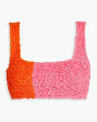 Mara Hoffman Shelly two-tone cotton-popcorn jersey bikini top - Pink Pink