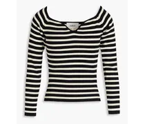 Striped ribbed-knit sweater - Black