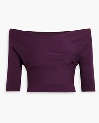 mason by michelle mason Off-the-shoulder cropped cotton-blend top - Purple Purple