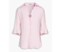 Ruffled crepe de chine blouse - Pink