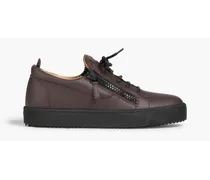Gail zip-detailed leather sneakers - Brown