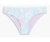 Florence printed stretch-piqué mid-rise bikini briefs - Blue