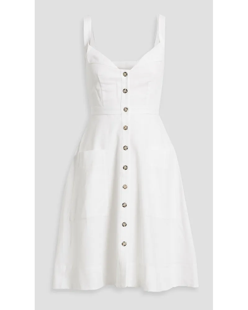 Saloni Fara cotton and linen-blend dress - White White