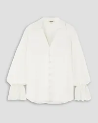 L'Agence Shyla lace-trimmed silk-chiffon blouse - White White