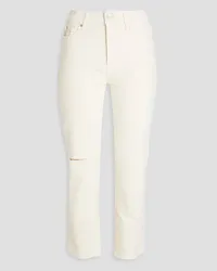 Paige Cindy cropped distressed mid-rise straight-leg jeans - White White