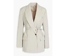 Embellished wool-blend stretch-twill blazer - Gray