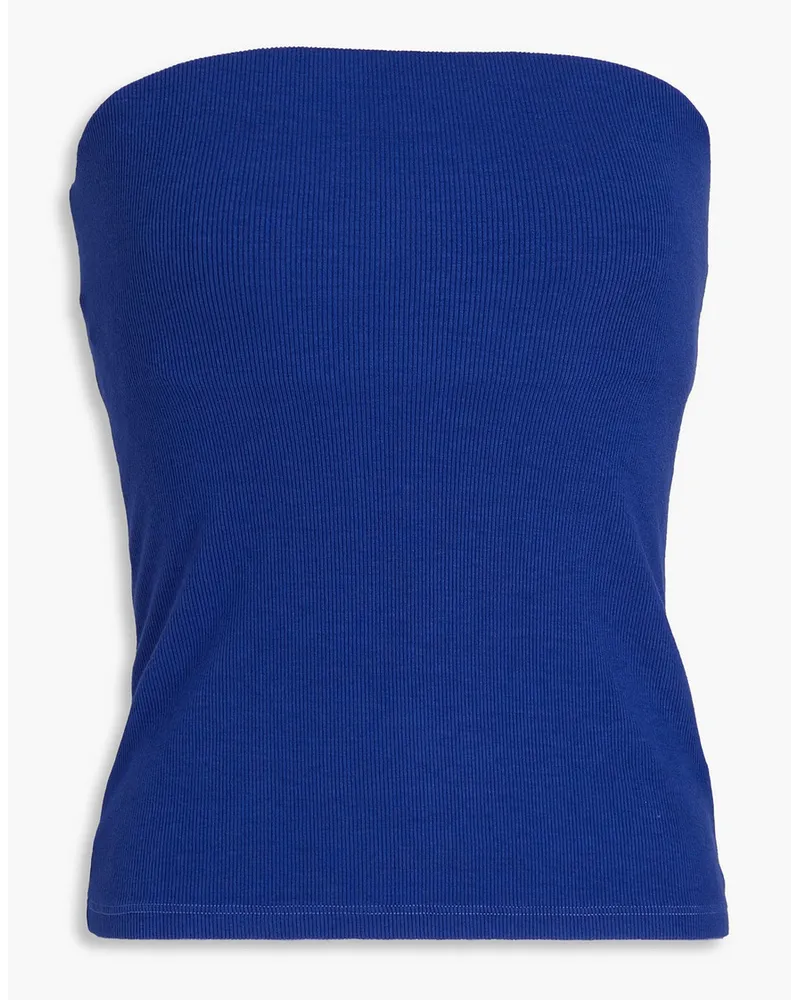 Enza Costa Strapless ribbed jersey top - Blue Blue