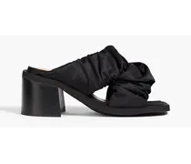Ruched satin mules - Black