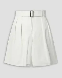 Lafayette148 Myrtle belted pleated leather shorts - White White