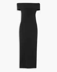 Totême Off-the-shoulder ribbed-knit midi dress - Black Black