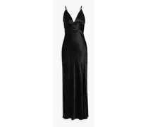 Asma pleated silk-satin maxi dress - Black