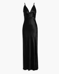 NICHOLAS Asma pleated silk-satin maxi dress - Black Black