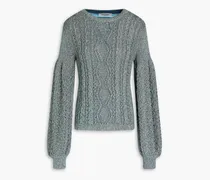 Garavani - Metallic ribbed cable-knit sweater - Blue