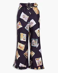 Zimmermann Printed silk-twill flared pants - Blue Blue