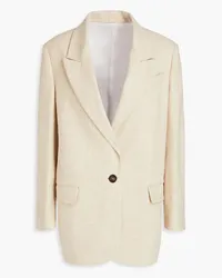 Brunello Cucinelli Bead-embellished mélange wool blazer - Neutral Neutral