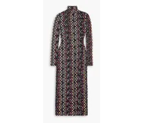 Jacquard-knit wool-blend turtleneck maxi dress - Black
