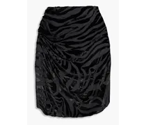 Nizart ruched devoré-velvet mini skirt - Black