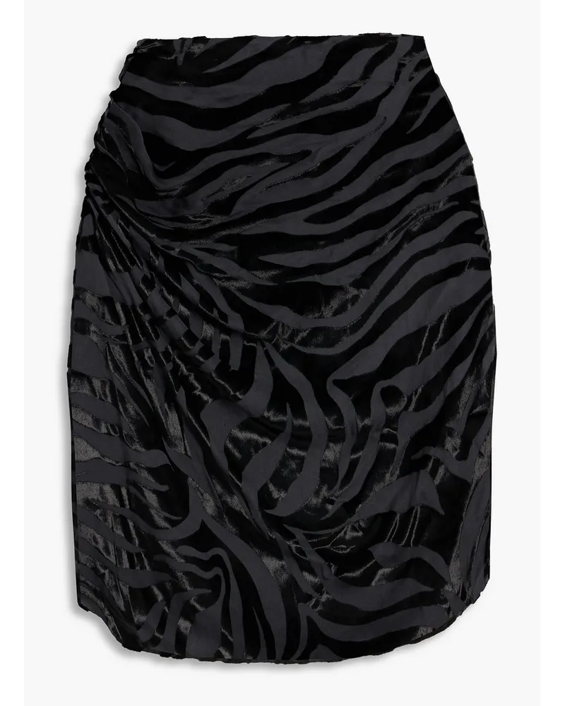 Nizart ruched devoré-velvet mini skirt - Black