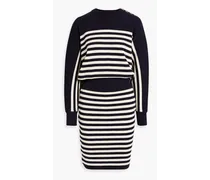 Striped ribbed wool dress - Blue