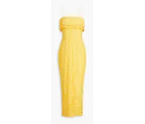 Cotton-blend corded lace midi dress - Yellow