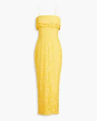 RASARIO Cotton-blend corded lace midi dress - Yellow Yellow